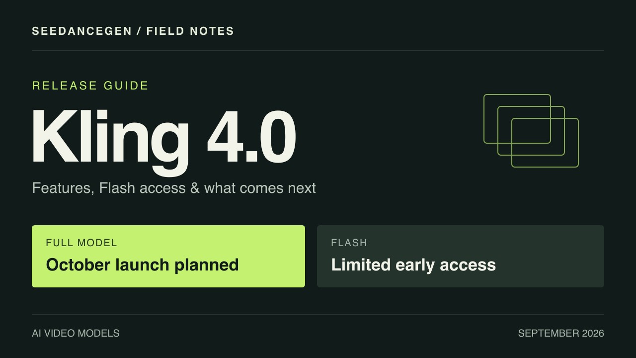 Kling 4.0 Flash opens early while the full model waits for October